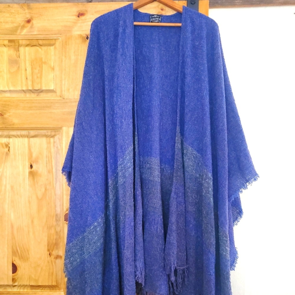 Kerry Woollen Mills Celtic Irish Blue shawl